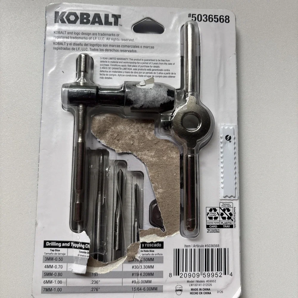 KOBALT 10 PC TAP & DIE SET- SAE #5036568